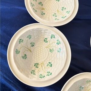 RARE Belleek saucers plates. 4 count. Shamrock Basketweave